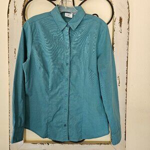 Lee Riders Women`s Fitted Button Down Long Sleeve Collar Shirt S